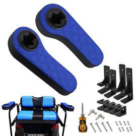 XUANYUDG0769 Golf Cart Armrest with Cup Holder for EZGO TXT Club Car DS Precedent and Yamaha Rear Seat Kit, Upgrade Support Frame/No Need Drilling Arm Rest (Diamond-Blue)