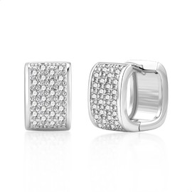 ALEXCRAFT Cubic Zirconia Earrings Silver 925 Women's Hoop Earrings for Women Girlfriend Mum Girls, Brass