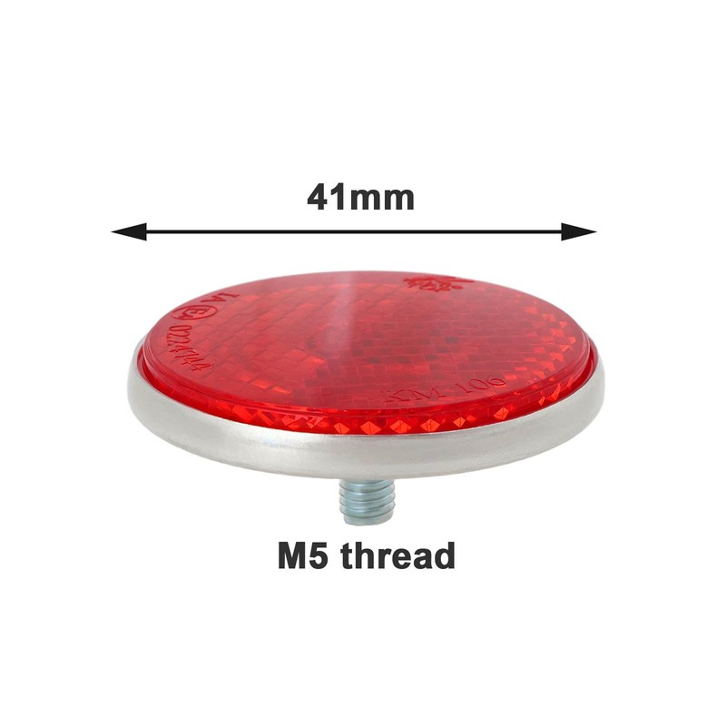 LT Easiyl 2PCS Electric Vehicle Red Round Reflectors Diameter 41mm