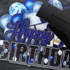 LINGTEER Happy 40th Birthday Blue Acrylic Table Topper Centerpieces Set