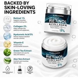 Crema de retinol para rostro SUMAX - Hidratante antienvejecimiento con colágeno para arrugas profundas, ideal para mujeres y hombres - Cuidado de la piel antienvejecimiento de día y de noc