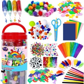 FUNZBO Arts and Crafts Supplies for Kids - Craft Art Supply Kit for Toddlers Age