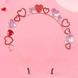 Firuilo Valentine's Day Heart Headband Sparkly Rhinestone Hairbands Love Heart Hair Accessories for Women
