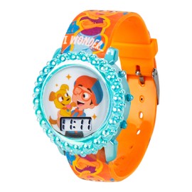 Blippi Educational LCD Watch for Kids - Flashing LED Lights, Colorful Learning Accessory, Comfortable Strap, with Bonus Gift Tin
