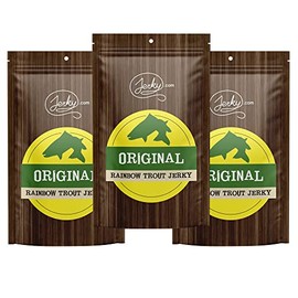Original All Natural Rainbow Trout Fish Jerky - 3 PACK - The Best Trout Jerky on the Market - 100% Whole Muscle Rainbow Trout - No Added Preservatives, No Added Nitrates and No Added MSG - 5.25 oz.