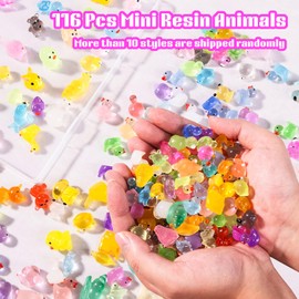 CAABISO 116 Pcs Mini Resin Animals Bulk Tiny Animals to Hide Glow in The Dark Mini Animal Figurines for Miniature Fairy Garden Accessories Micro Landscape Aquarium Potted Decoration