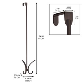 InterDesign Axis Easy Reach 24" Quad Hook, Over the Door Towel Holder or Coat Rack for Bathroom, Bedroom, Office Closet Storage, 4.7" x 3.8" x 24", Bronze