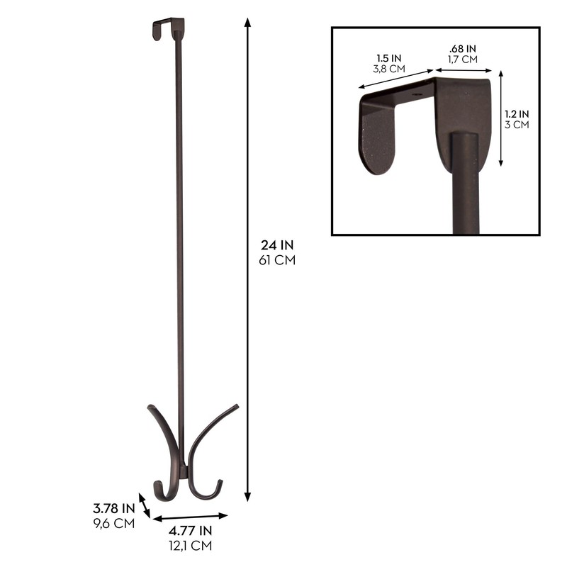 InterDesign Axis Easy Reach 24" Quad Hook, Over the Door