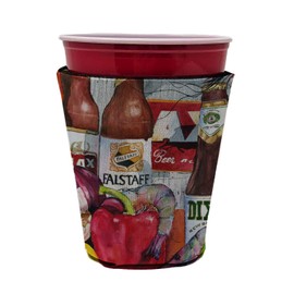 Caroline's Treasures 1017-1RSC New Orleans Beers and Spices Red Cup Hugger Cup Cooler Sleeve Hugger Machine Washable Drink Sleeve Hugger Collapsible Insulator Beverage Insulated Holder