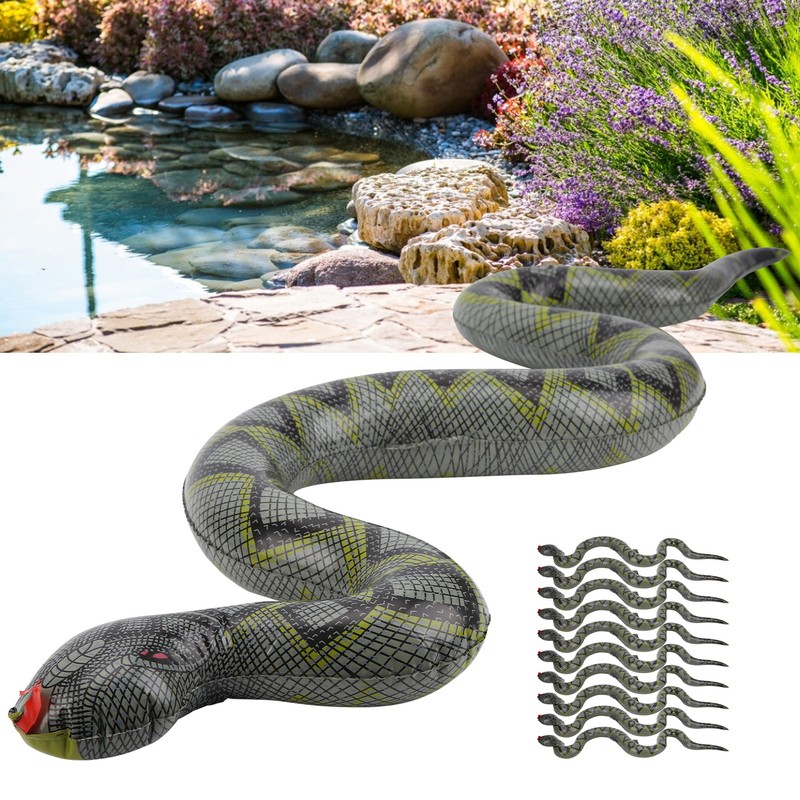10pcs Inflatable Snakes Toy Scary Snake for Garden Farm Swimming