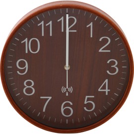Fuji Boeki 27351 Wall Clock, Diameter 11.0 inches (28 cm), Brown, Radio, Wood, Plywood