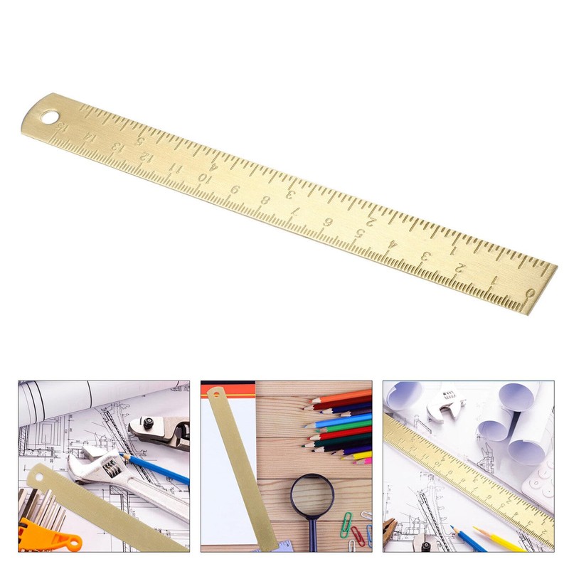Brass Ruler, Metal Drawing Ruler Gold Straight Ruler Unisex Learning