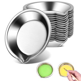 Stainless Steel Paint Bowl, Pack of 12 Round Paint Bowls, Mixing Palette for Paints, Stainless Steel Painting Palette, Watercolour Paint, Mixing Palette, Small Round Paint Bowl for DIY, Makeup,