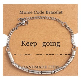 Liutufy Morse Code Bracelet Couple Matching Relationship Bracelet Adjustable Bracelet (Keep Going)