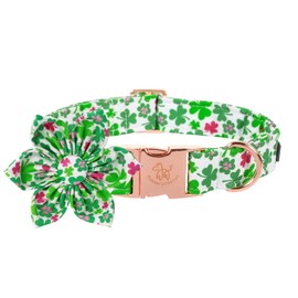 Elegant little tail Lucky Clover Dog Collar, Cute Detachable Dog Collar with Flower, Gift Pet Collar Adjustable Dog Collar for Large Dogs