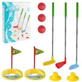Dhqkqg Kids Golf Clubs Set, Adjustable Length Kids Golf Set, Toddler Golf Set Gifts for Boys Girls, Stainless Steel Golf Toddler Games Set, Indoor & Outdoor Sports Toys for Toddlers Age 3-5