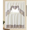 GOHD Arch Rosarium 3pcs Kitchen Curtain Set, Elegant Ivory Fabric