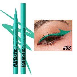 MIRUOKOU Multicolor Eyeliner 12 Colors Liquid Color Eyeliner, Extra Fine, Waterproof and Sweatproof, Long Lasting, For Beginner-03# Green