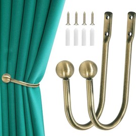 2 Pcs Curtain Holdbacks, Metal Curtains Hold Backs, Retro Tiebacks with Screws Suitable for Bedroon, Living Room, Home Decorations, Wall Decoration,Fixed Curtains or Hanging Items