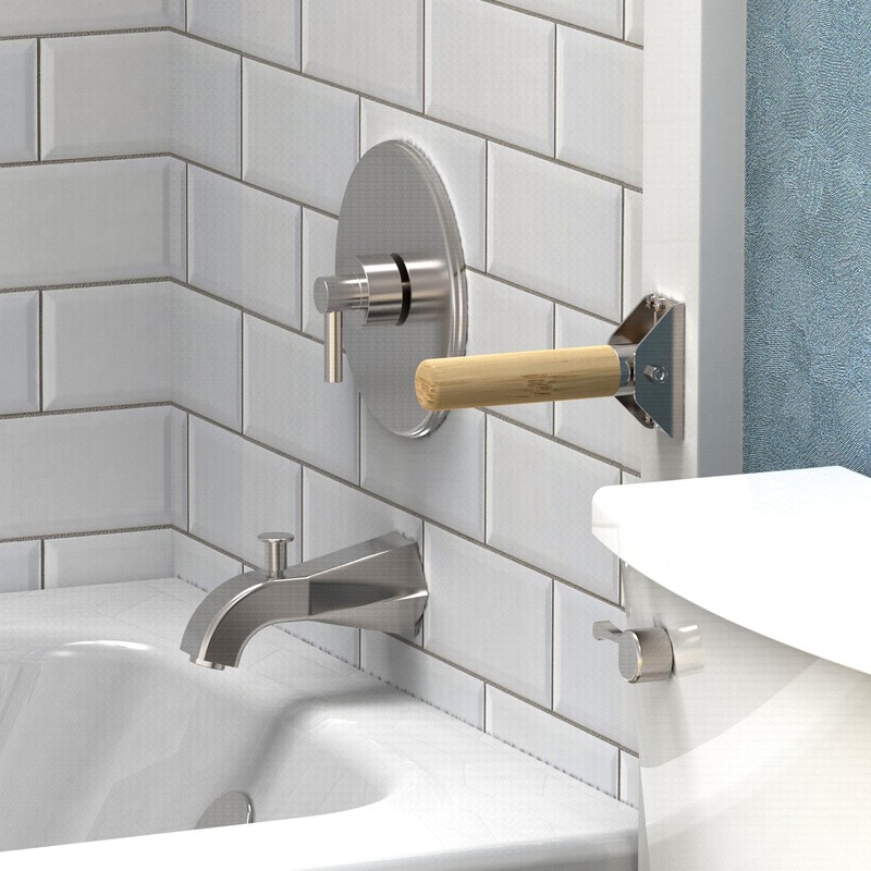 AquaChase 2-Pack Jamb Mount Flip up Bamboo Grab Bar for