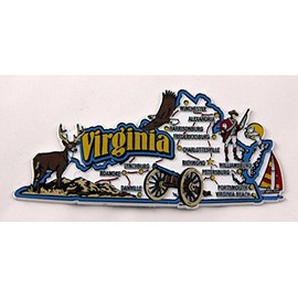 Virginia State Map and Landmarks Collage Magnet