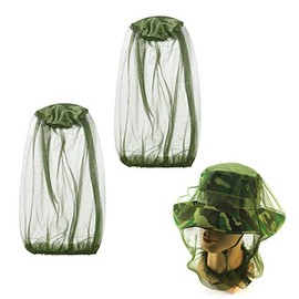 MEZOOM Mosquito Head Net, 2pcs Fly Head Nets Protective Cover Mask Face Bee Bug Mesh Head Net Face Protector for Fishing Outdoor Hiking Camping Climbing