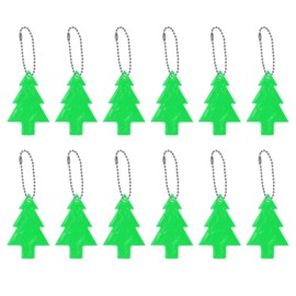 PATIKIL Reflective Keychain Tags, 12 Pack Reflective Pendant PVC High Visibility Reflector Key Ring Safety Reflector for Backpack Cycling Walking, Green