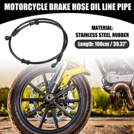 Partuto 1 Set 100cm 39.37" Universal Motorcycle Hydraulic Brake Oil Hose - for Motorcycles Dirt Bike Motocross 28 28 Degree Braided Cable Oil Line Pipe Durable - Stainless Steel Black