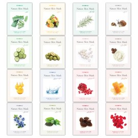 Nature Skin 16 Pcs Combo-Pack, Premium Korean Essence Facial Mask Sheet (16 Types x 1 pcs) Y                                                          