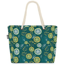 VOID Lemon Leaves Fruits Beach Bag Shopper 58 x 38 x 16 cm 23L XXL Shopping Bag Travel Bag Beach Bag, multicoloured, Casual