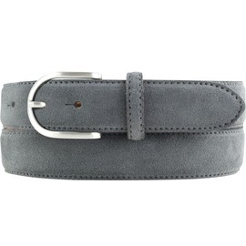 BELTINGER Women's Suede Belt 3.0 cm | Suede Leather Belt for Women 30 mm | Suede Belt with Round Belt Buckle, Dark grey, silver