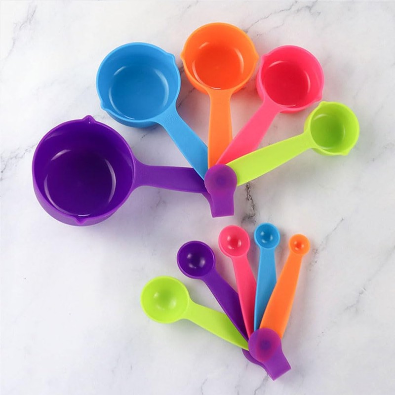 10 Pcs Plastic Stackable Measuring Cups and Spoons for Ingredients