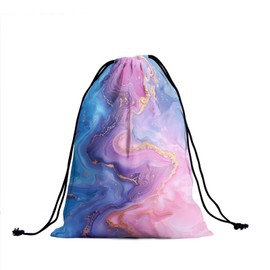 Marble Printed Gymnastics Grip Bag Golden Foil Drawstring Bag Blue Pink Marbling Gym Athlete Bag for Grips