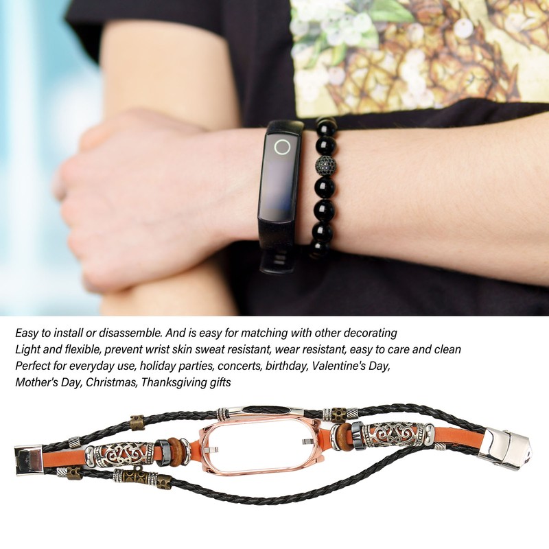 for Xiaomi Mi Band 7 Leather Strap Metal Snap Retro