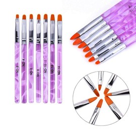 ZXUY 7Pcs Nail Art Painting Brush Set, Design Tools, Nail Tips Builder Brush Pen, Flower Drawing Pen for Professional Salons (PINK)