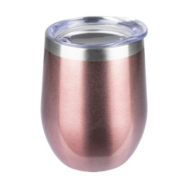 StarSpeed 12OZ Stainless Steel Wine Tumbler with lid. Stemless Double Wall Insulated Wine Tumbler.Wine Glass is suitable for different scenes, parties,outdoor, gifts and so on.(Rose Gold, 1)