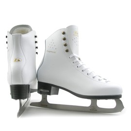 Botas - Model: Dagmar/Figure Ice Skates for Girls, Kids/Color: White/Graphite, Adult 5.5