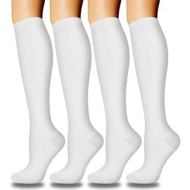 Aoliks White Compression Socks for Women & Men,15-20 mmHg Circulation Socks for Travel Support Hiking