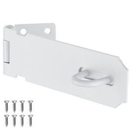 JQK Door Hasp Latch Lock, 5 Inch 304 Stainless Steel Safety Packlock Clasp Thickness 1.9 mm, Matte White, DL130-WH
