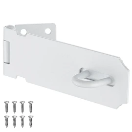 JQK Door Hasp Latch Lock, 5 Inch 304 Stainless Steel Safety Packlock Clasp Thickness 1.9 mm, Matte White, DL130-WH