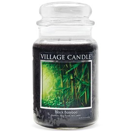 Village Candle Black Bamboo Large Glass Apothecary Jar, Scented Candle, 21.25 oz., Black