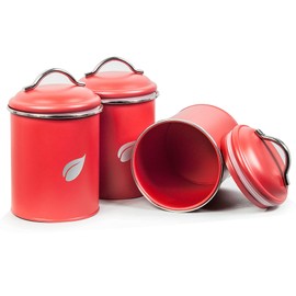 Self-Care Saf-Care Kitchen Canisters - Valentine Red Kitchen Decoration of Canister Set with Multiple Preservation Purposes by Tight Sealed Lids, Good for Wedding Gifts Set of 3, SC-002