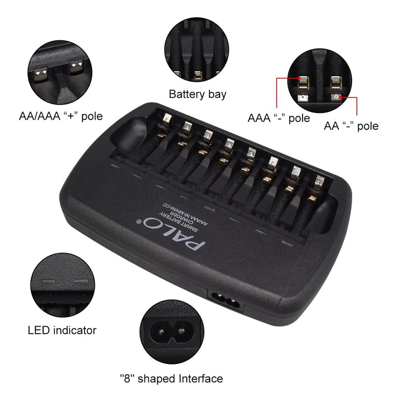 Rechargeable AA and AAA Batteries with Charger, 8 Pack aa