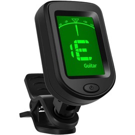 High Precision Clip-On Tuner for Guitar/Bass/Violin/Ukulele - 360° Rotatable LCD, Studio-Grade Accuracy, Featherlight 23g (Black)