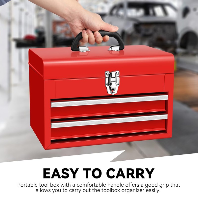 Auto Dynasty 14" Portable Tool Box Steel Metal Tool Boxes