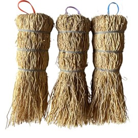 Set of 3 Natural Fiber Dish Brush Cleaners - Mexican Escobeta de Raiz Natural 5" with Hangers - Sustainable Kitchen Cleaning Scrubber Brushes for Pots, Sinks, and Pans - Yellow Cepillo Limpia Trastes