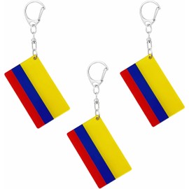 Llavero con bandera de Colombia, banderas colombianas, estilo hombres y mujeres, cadenas acrílicas con forma de D de doble cara, llavero de coche, decoración (3 unidades), Varios colores, 2 x