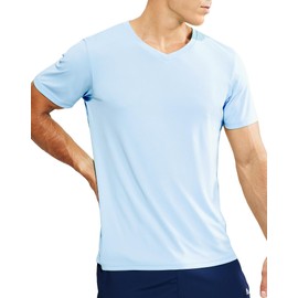 Haimont Running Shirts for Men Dry Fit Lightweight Moisture Wicking Tee Shirts UPF 50+ for Workout Athletic, Light Blue, X-Large