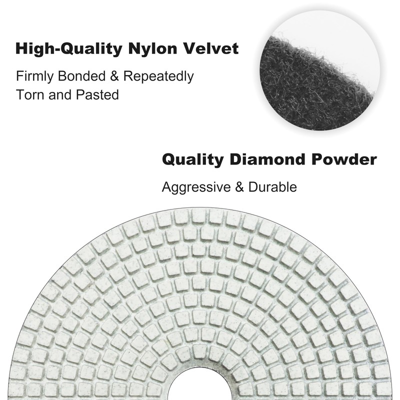 Waies 9 PCS 6 Inch Diamond Polishing Pads Kit Wet/Dry