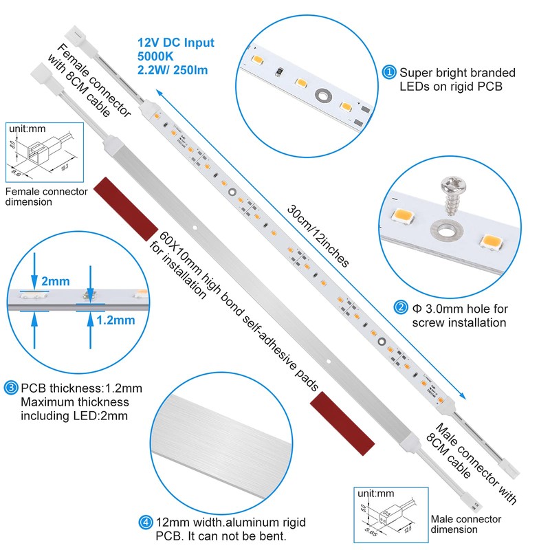 Under Cabinet LED Lighting Kit for Kitchen Cabinet Counters Shelf